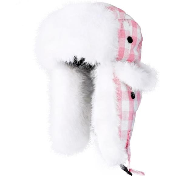 Trapper Hat Winter Hats for Women Men with Faux Fur Ear Flaps Pink